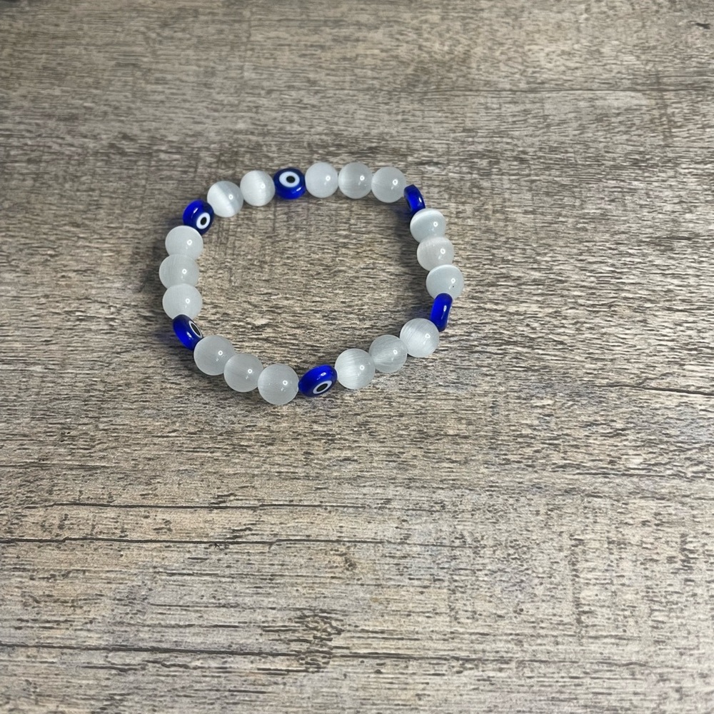 Selenite Evil eye mala bracelet